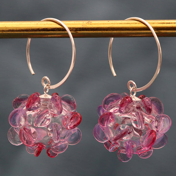 Pink Glass Cluster Earrings