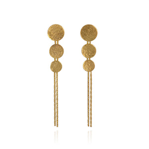 Gold Vermeil Paillette Triple Drop Disc Earrings