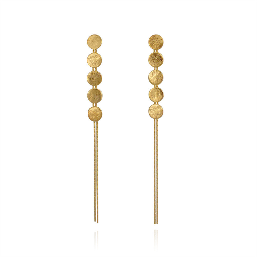 Gold Vermeil Paillette 5 Disc Drop Earrings