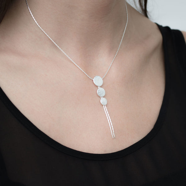 Silver Paillette Triple Disc Pendant