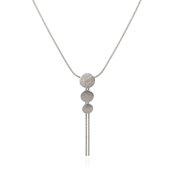 Silver Paillette Triple Disc Pendant