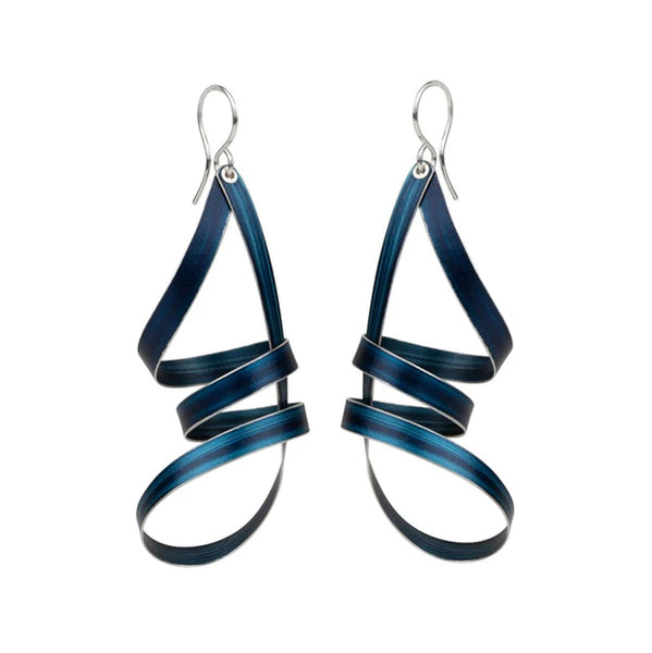 Royal Blue Loopy Ribbon Drop Earrings