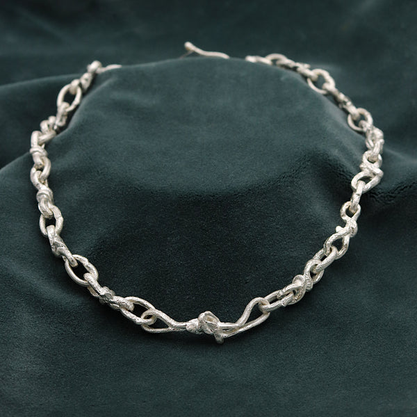 Molten Silver Knotted Chain Necklace