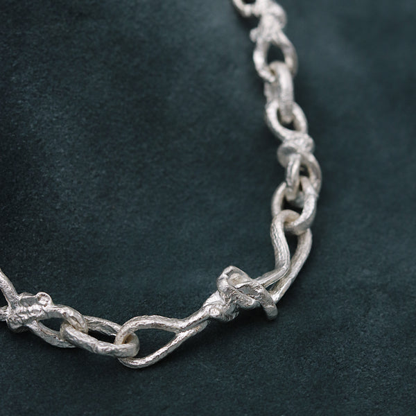 Molten Silver Knotted Chain Necklace