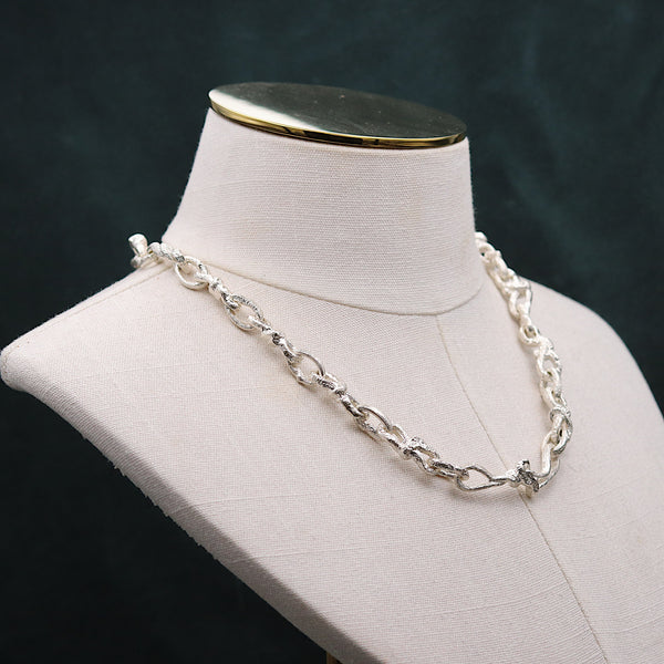 Molten Silver Knotted Chain Necklace