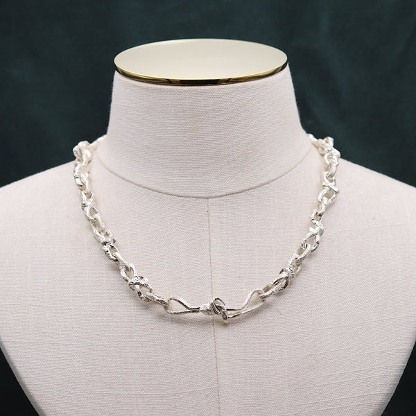 Molten Silver Knotted Chain Necklace