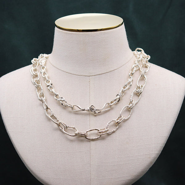 Molten Silver Knotted Chain Necklace