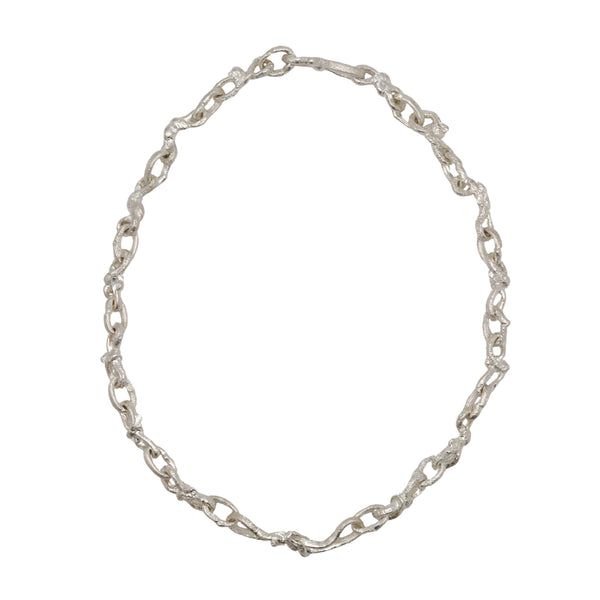 Molten Silver Knotted Chain Necklace