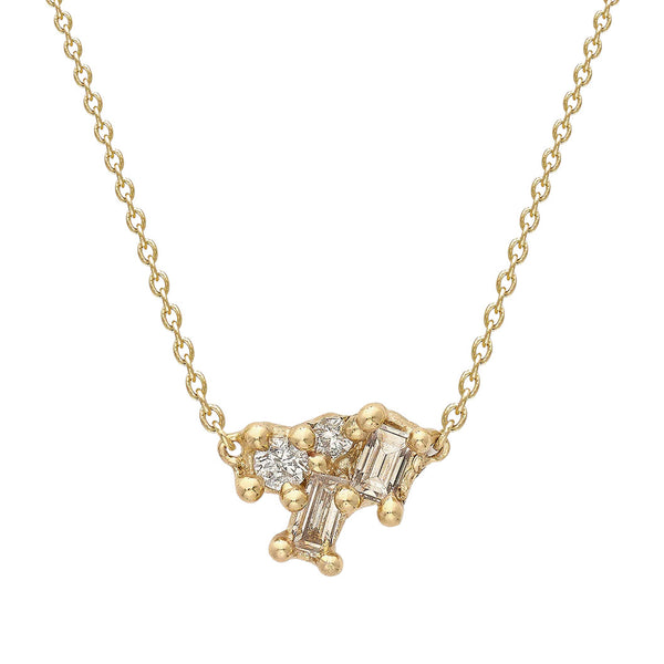 Mixed Diamond Luminous Cluster Bar Necklace