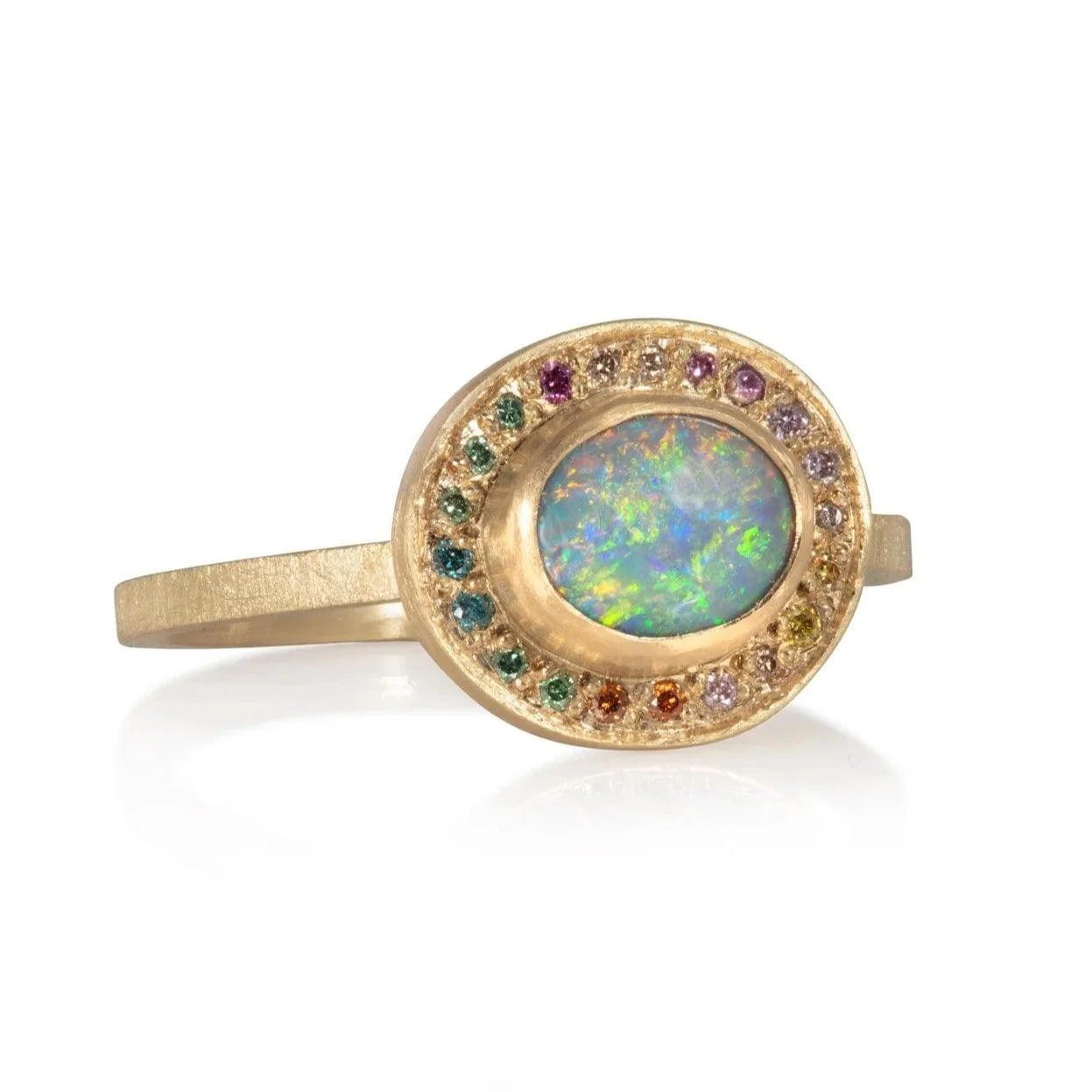 Nebula Opal And Diamond Halo Ring