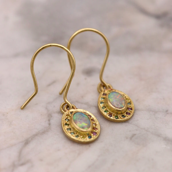 Spectrum Opal And Diamond Earrings