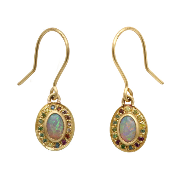 Spectrum Opal And Diamond Earrings