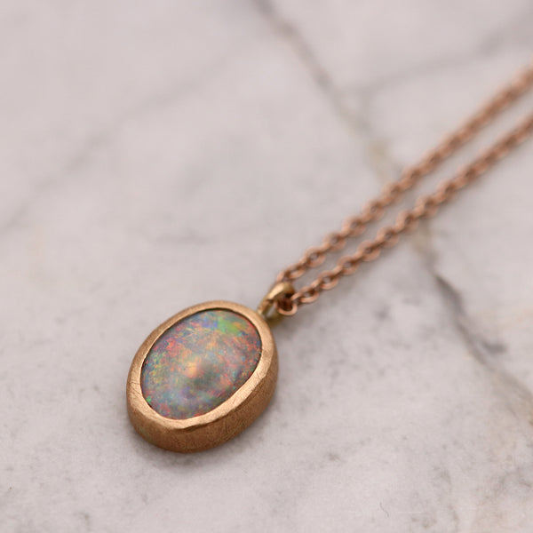 Pink Gold Opal Necklace