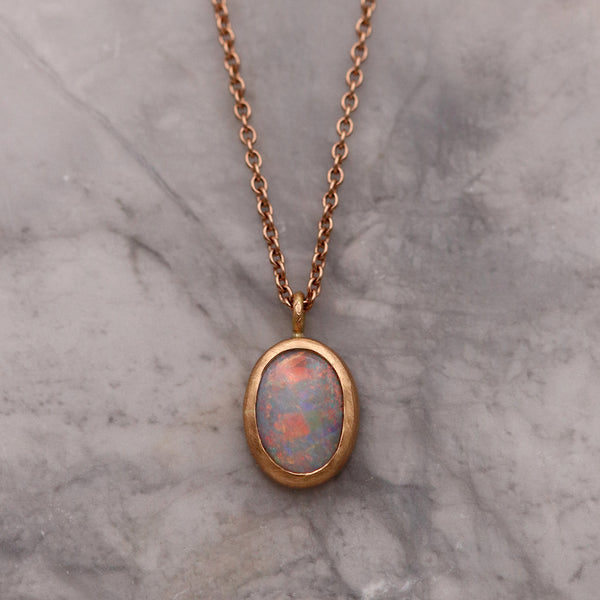 Pink Gold Opal Necklace