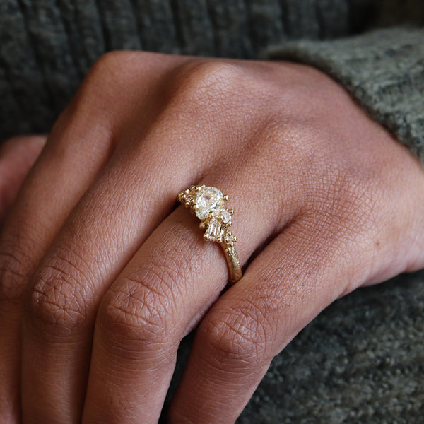 Contrast Cut Diamond Cluster Ring