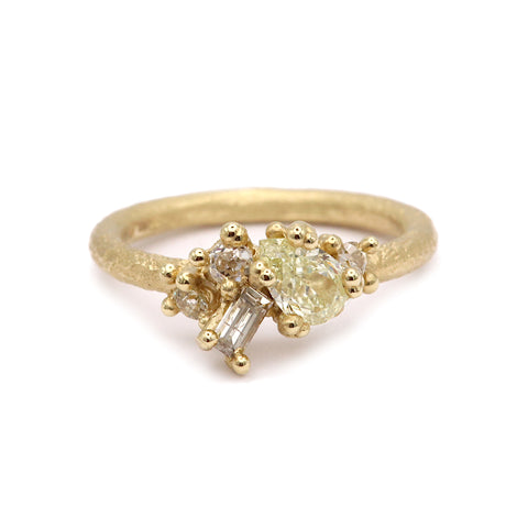 Contrast Cut Diamond Cluster Ring