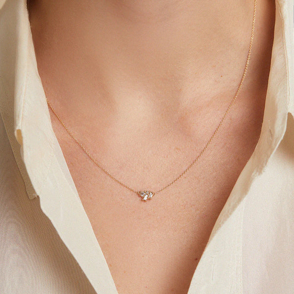 Mixed Diamond Luminous Cluster Bar Necklace