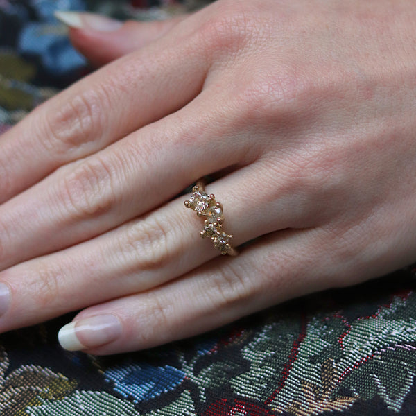 Champagne Diamond Tapering Cluster Ring