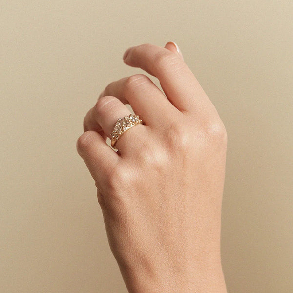 Asymmetric Champagne Diamond Ring