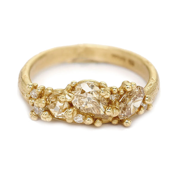 Asymmetric Champagne Diamond Ring