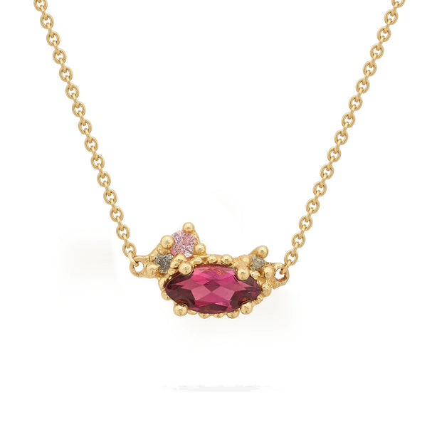 Garnet And Sapphire Cluster Pendant