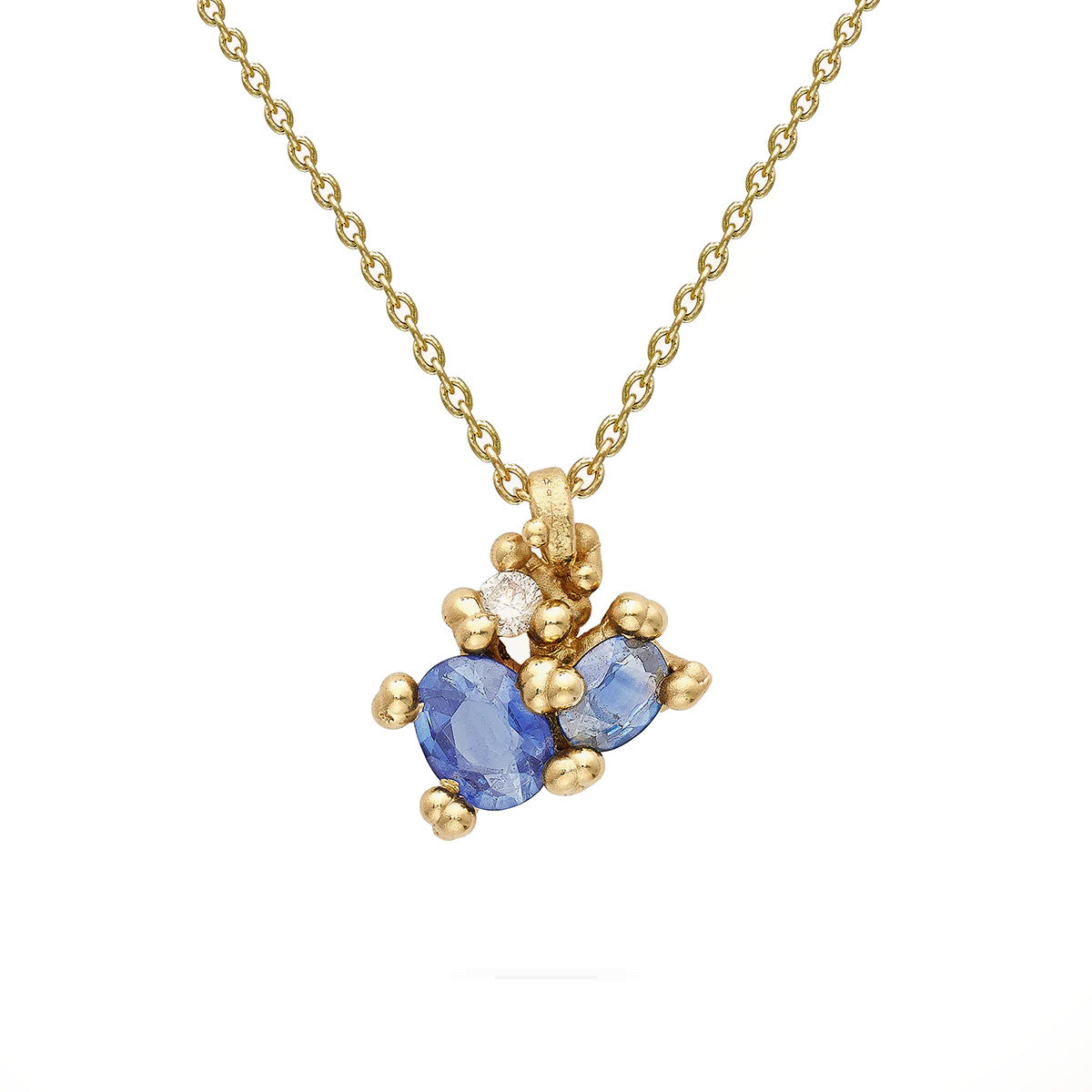 Sapphire Cluster Pendant With Diamonds