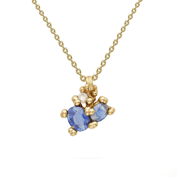 Sapphire Cluster Pendant With Diamonds