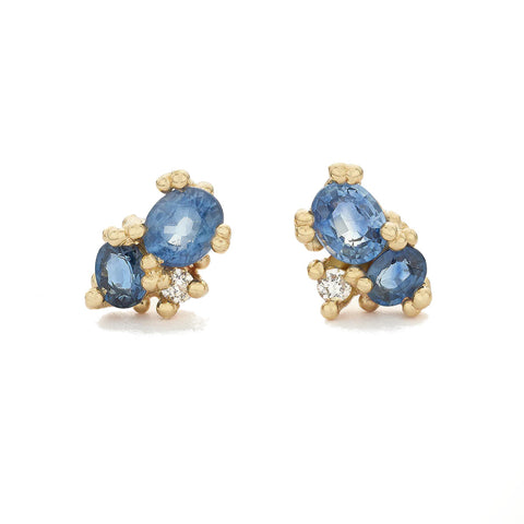 Sapphire and Diamond Granule Studs
