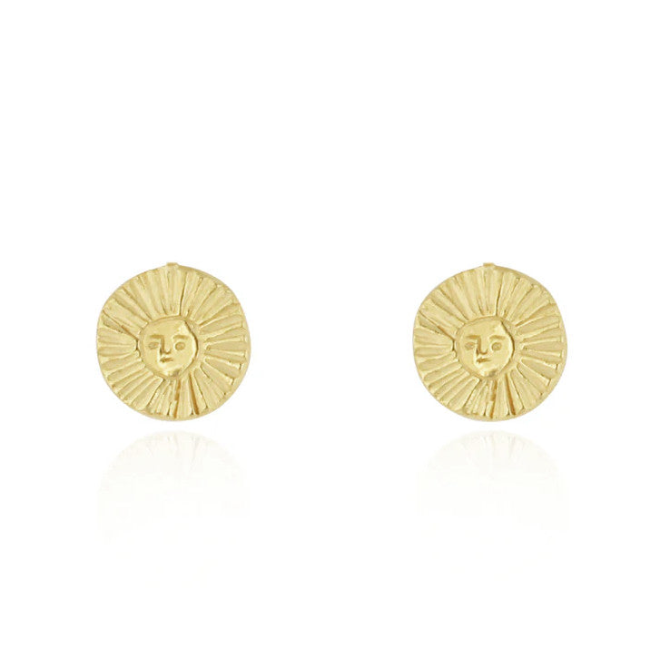 Gold Sun Disc Earrings