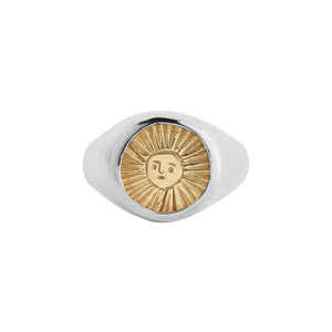 Silver and Gold Sun Signet Ring