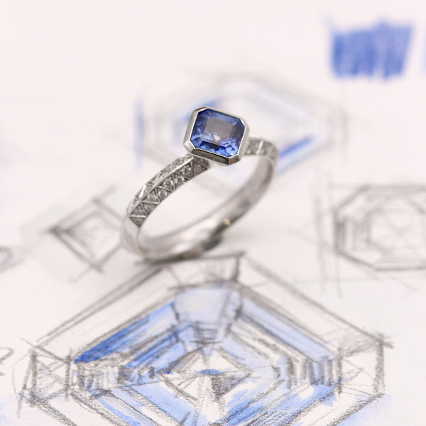 Asscher-cut Sapphire Empress Ring