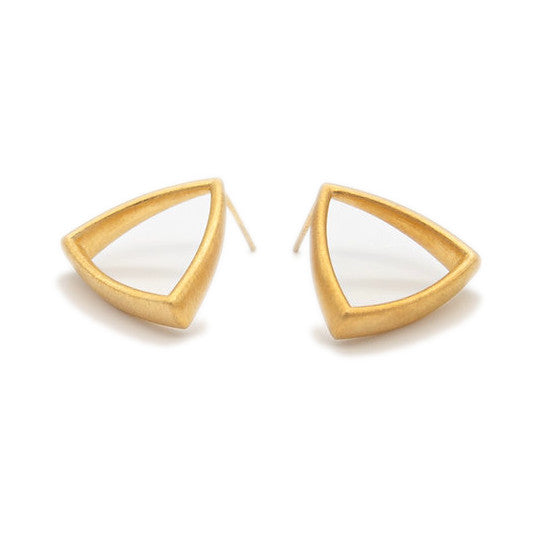 Golden Curved Triangle Earrings