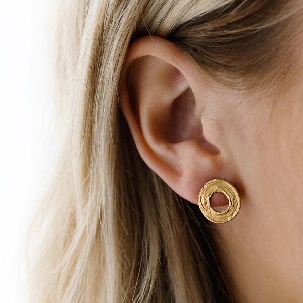 Small Golden Circle Brushstroke Earrings
