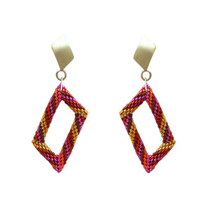 Pink Geometric Beaded Earrings