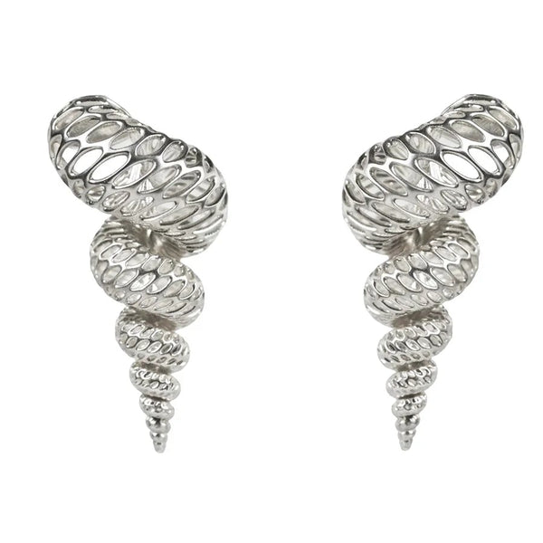 Silver Cone Shell Statement Earrings