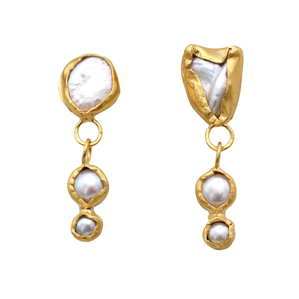 Triple Drop Pearl Earrings