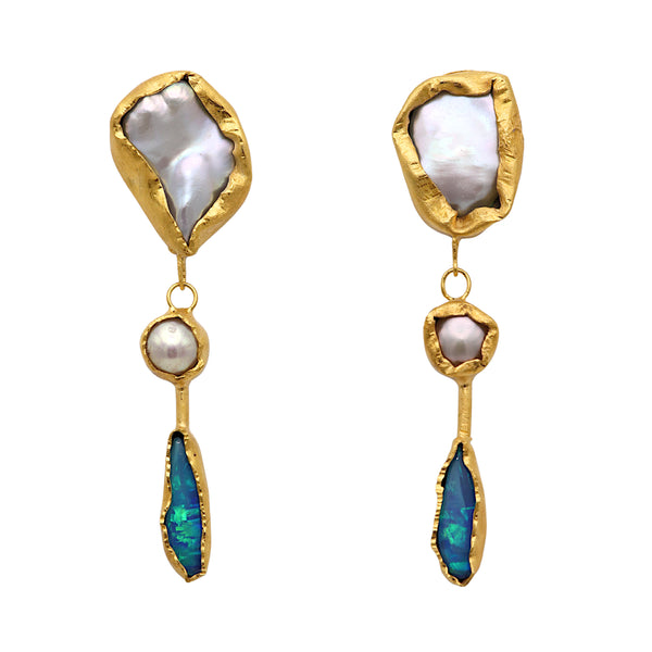 Opal Baroque Pearl Drop Earrings