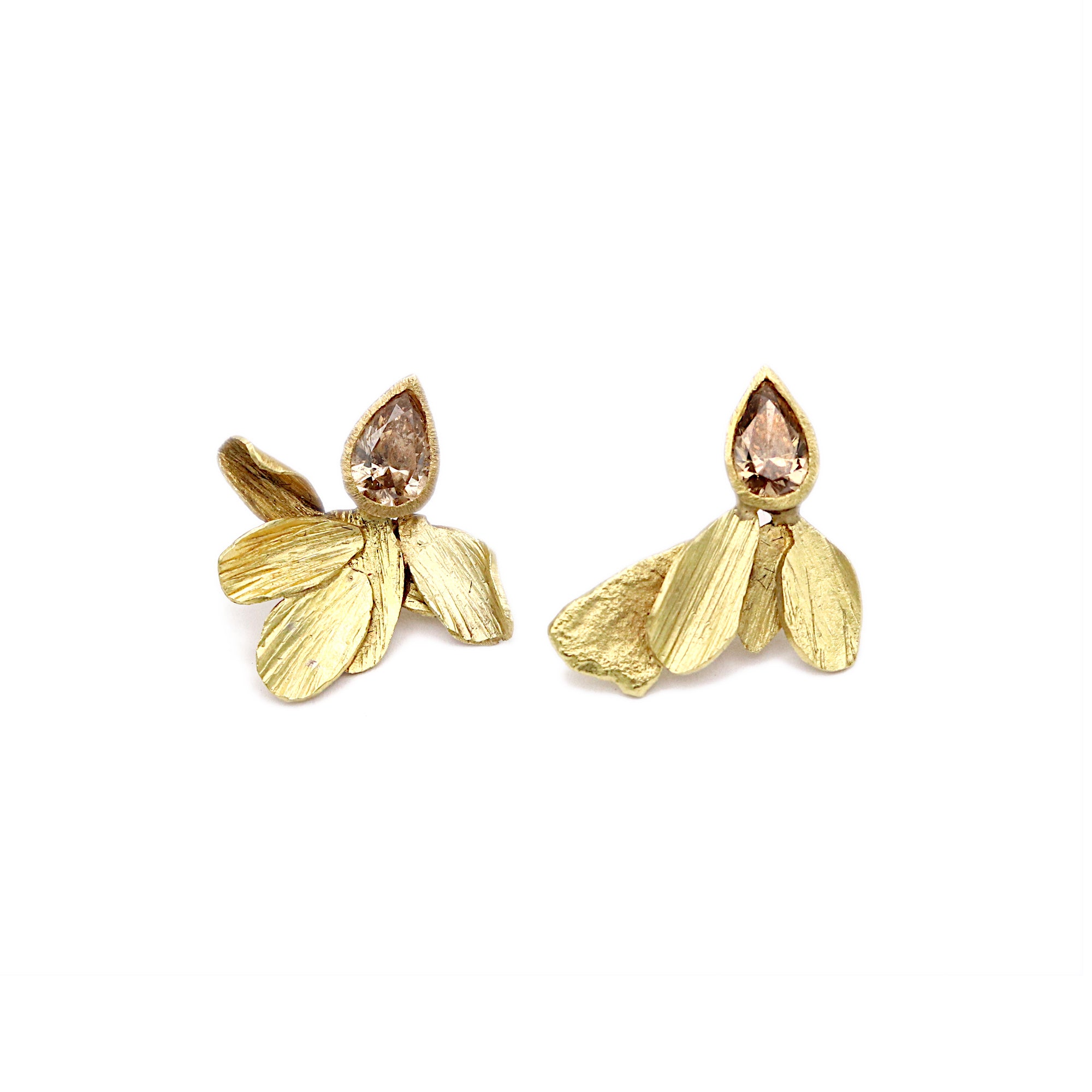 Brown Pear Diamond Nouveau Earrings