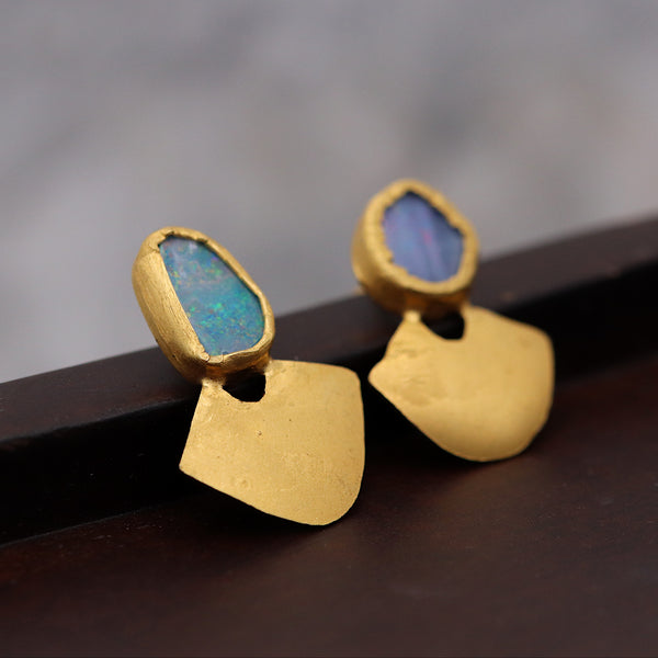 Golden Opal Fan Studs