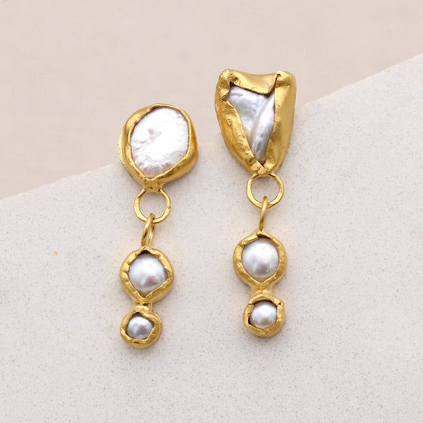 Triple Drop Pearl Earrings