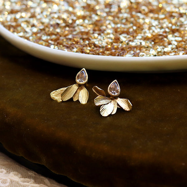 Brown Pear Diamond Nouveau Earrings