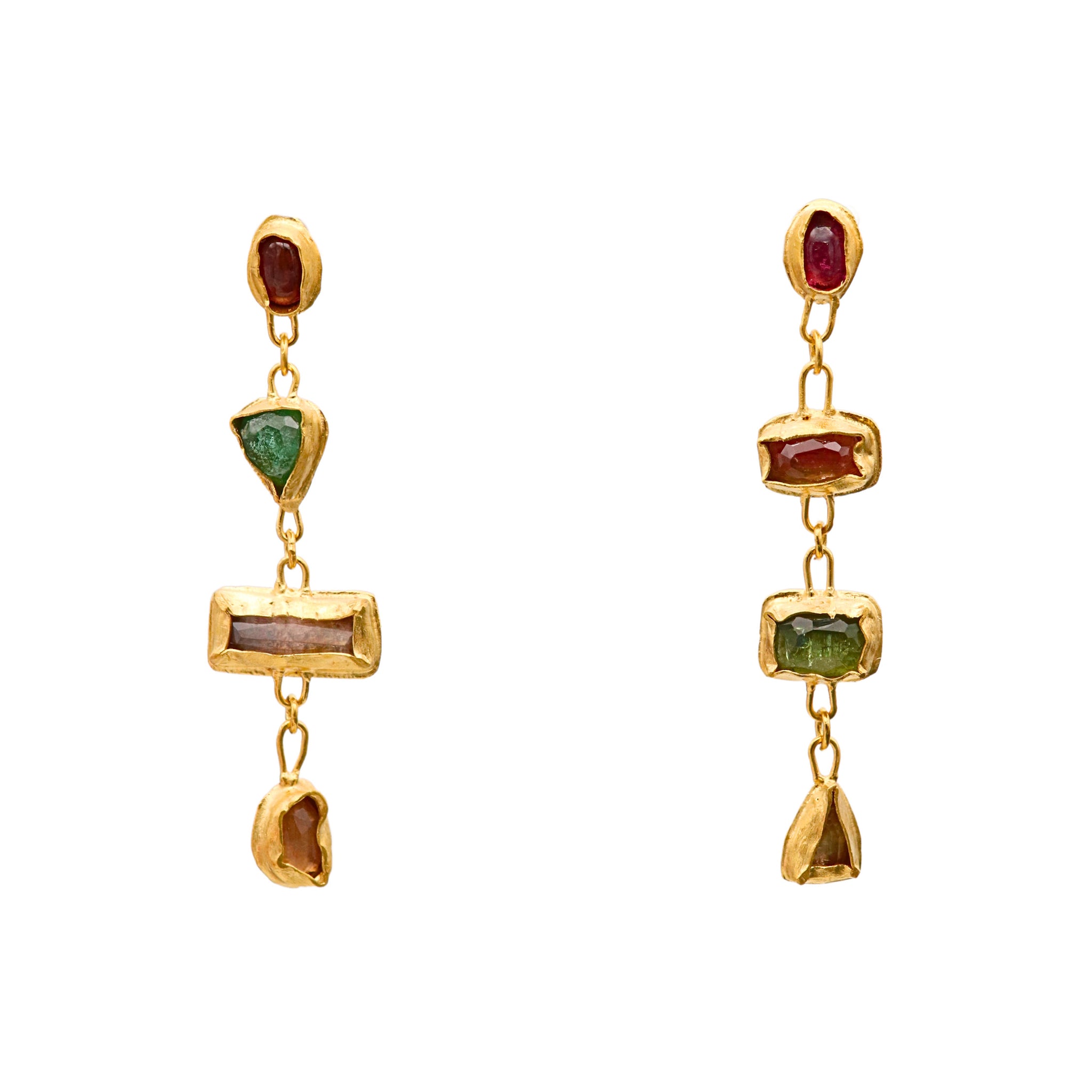 Four Tourmaline Drop Statement Earrings