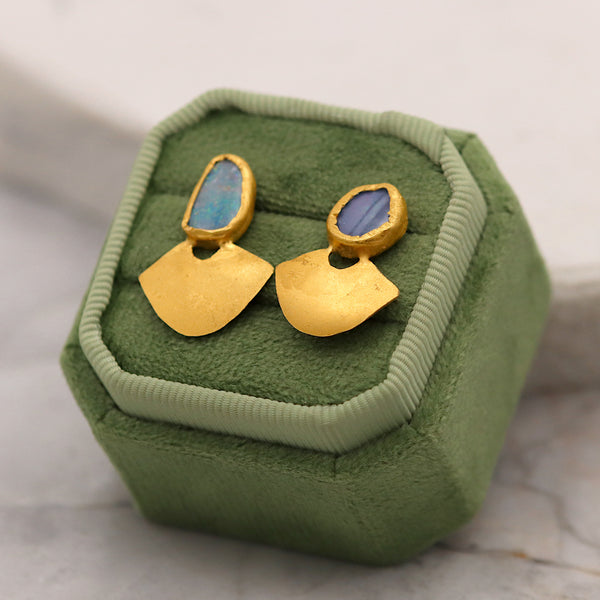 Golden Opal Fan Studs