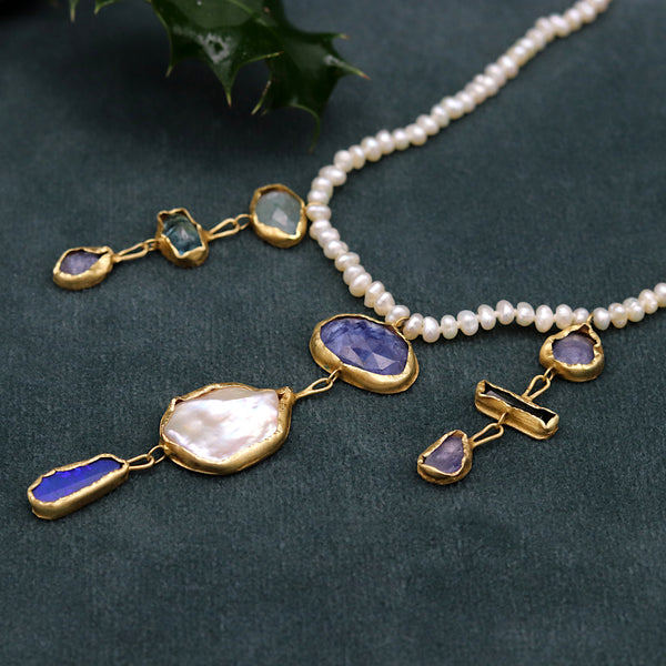 Pearl Triple Drop Necklace