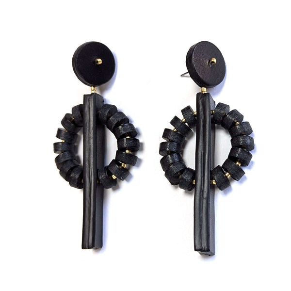 DUALITY Two Circles Leather Earrings by Ten Cloudy