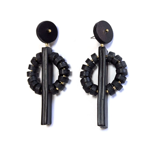 DUALITY Two Circles Leather Earrings by Ten Cloudy