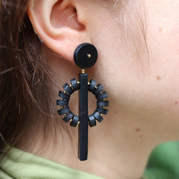 DUALITY Two Circles Leather Earrings by Ten Cloudy