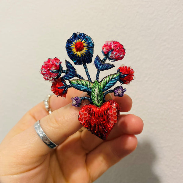 Frida's Flowers Heart Brooch