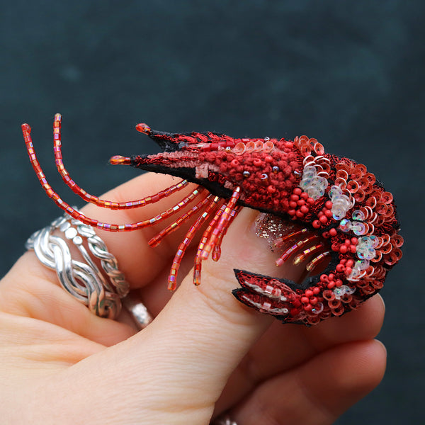 True Shrimp Brooch Pin
