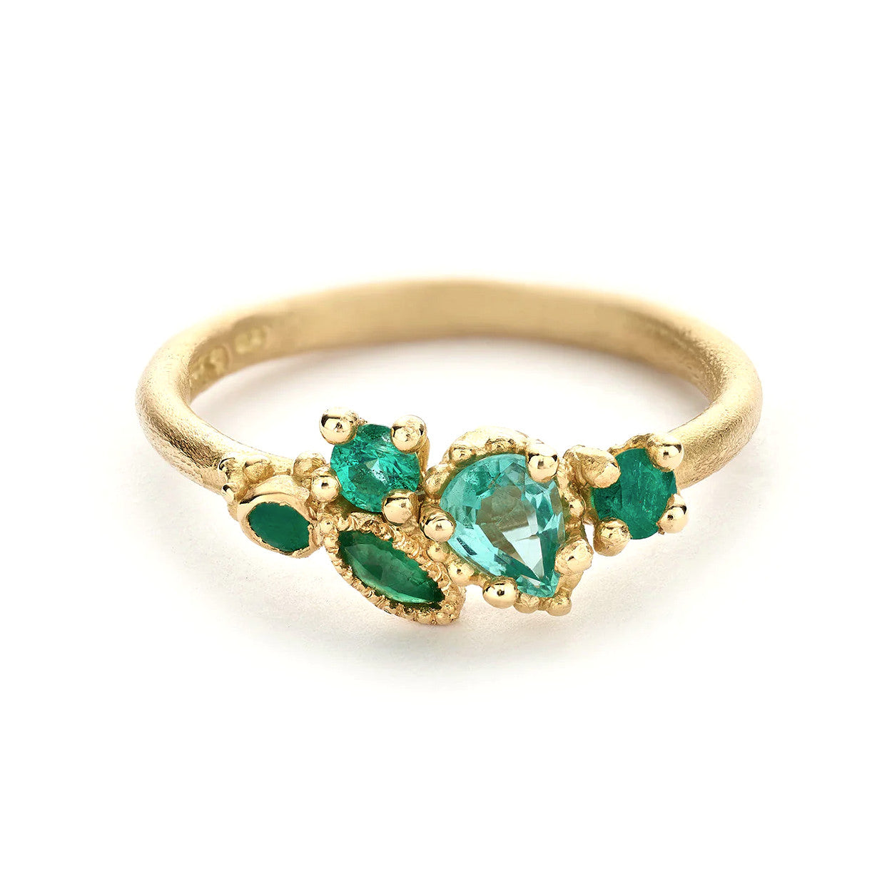 Mixed Cut Emerald Cluster Ring